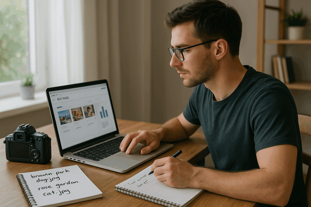 Marketer optimising website images for SEO